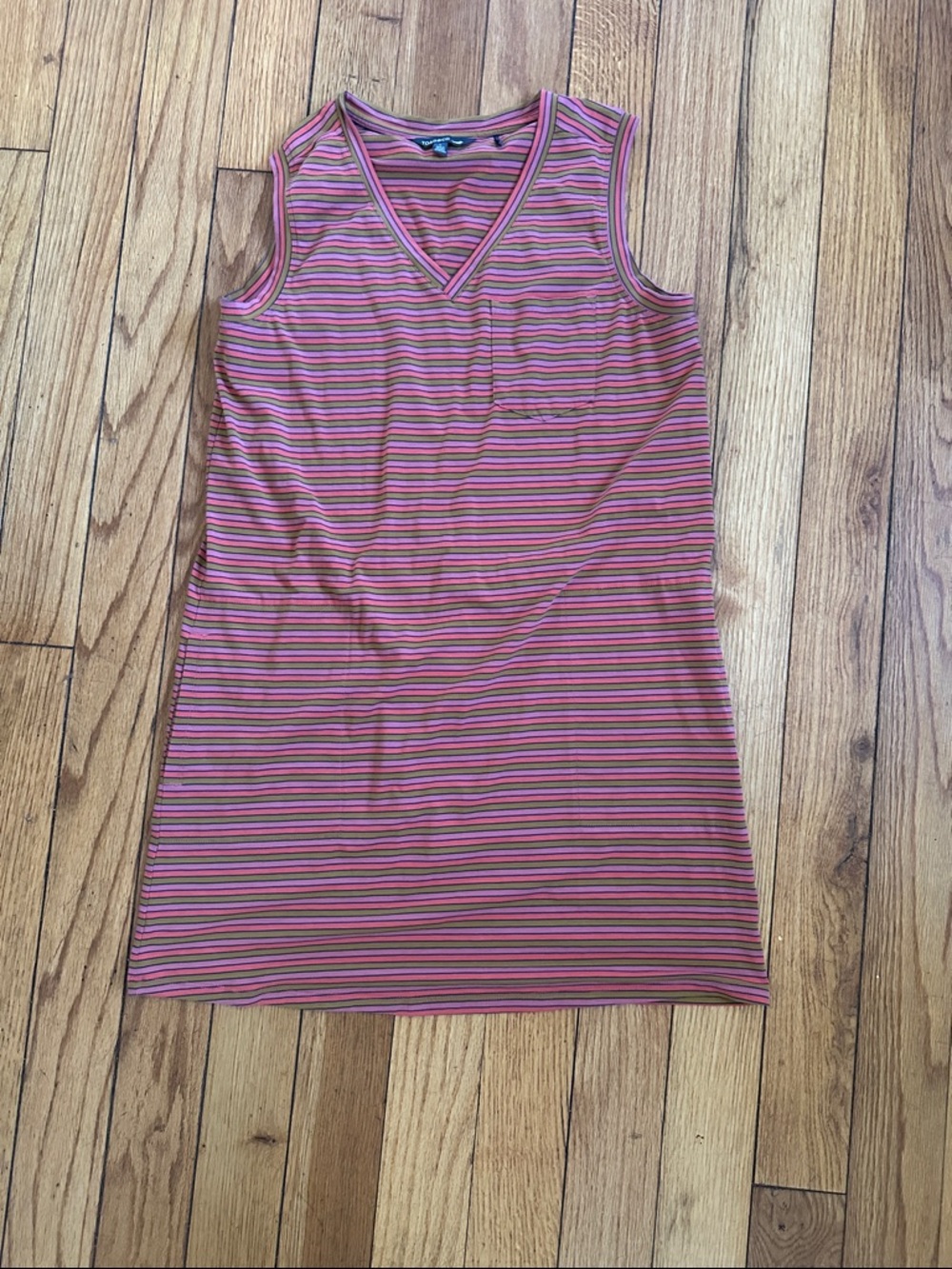 Toad&Co Striped V-Neck Tank in Pink and Olive
